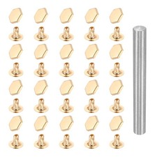 50 Pcs Crystal Rivet 10mm Rhinestone Stud with Installation Tool, Gold