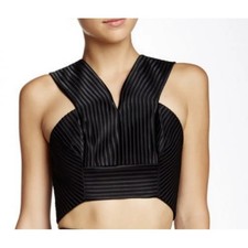 Robert Rodriguez Black Crop Top V Neck Bustier Evening Party Going Out XS NWT
