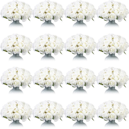 240 Pcs Artificial Rose Flowers Bouquet Silk Realistic Flowers Bulk Centerpie...