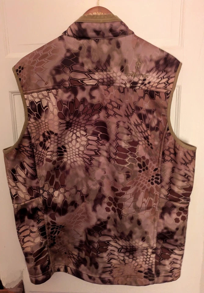 Kryptek Highlander Camo Hunting Soft Shell Vest Fleece-Lined Sz Large Zip Brown - Image 3 of 4