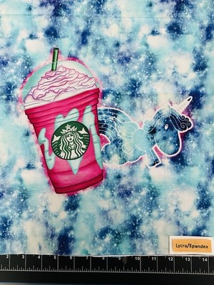 Lycra Panel 15''x19'' Custom Starbucks Cup Aqua Pony Galaxy Tumbler Disney Fabric