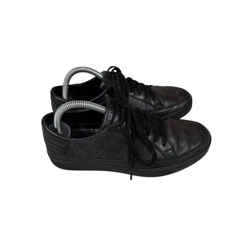 Chaussures d'entraînement homme Gucci GG Supreme 433716 en cuir noir 6,5