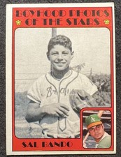 1972 TOPPS BOYHOOD PHOTOS OF THE STARS SAL BANDO (OAKLAND A'S) #348 VG/EX OC