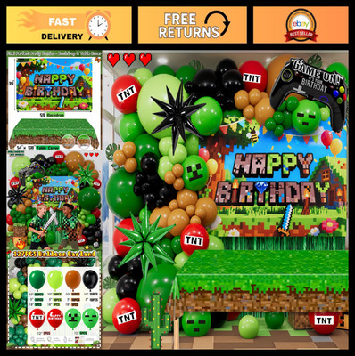 Pixel Gamer Birthday Decorations for Boys  All in One Party Decor Kit with Authe