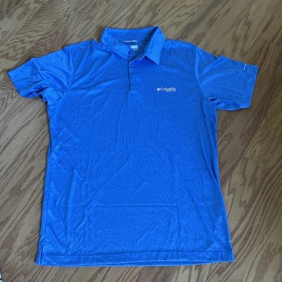 Columbia PFG Omni Shade Men's MED Blue Fishing Golf S/S  Polo PRISTINE
