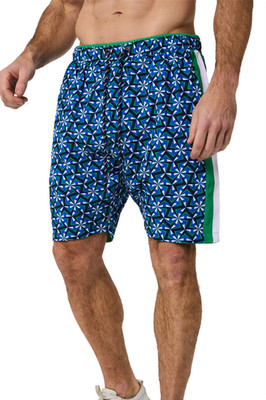 KAM Twin Stripe Geo Print Badeshorts für Herren in Mehrfarbig, 2XL-8XL