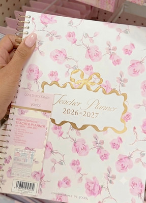 NEW LoveShackFancy x Target - Yoobi Ribbon Rosa Monthly & Weekly TEACHER Planner