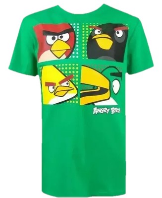 Angry Birds 158 164 T- Shirt Grün Kurzarm Red Computer PC Vögel Chuck Bomb
