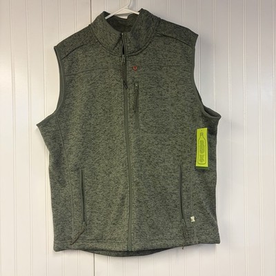 Lake Trail Vest Green Knit Blend Full Zip Men's Large Outdoor