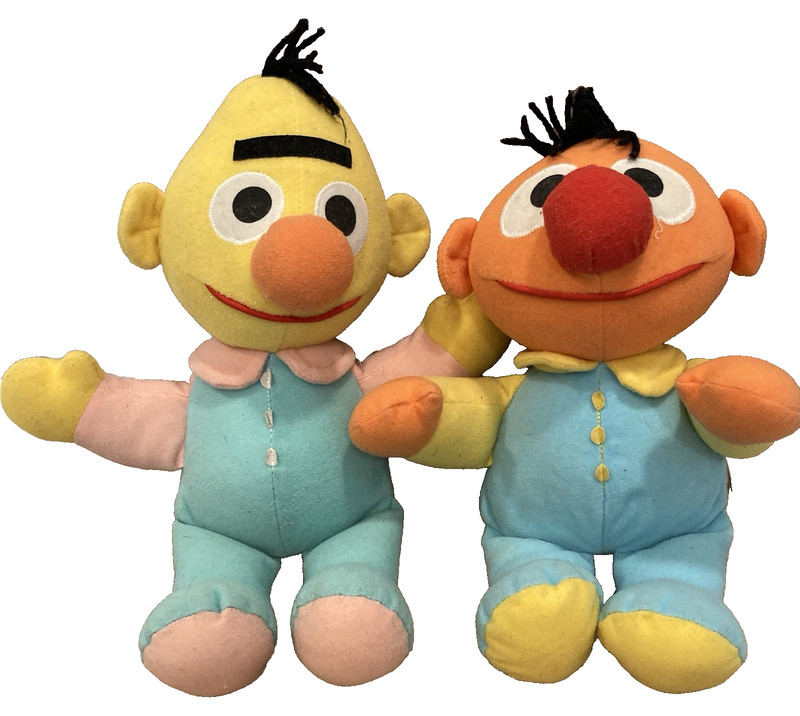 pair [lot 2] 1992 Child Dimensions brand plush dolls Sesame street Bert & Ernie