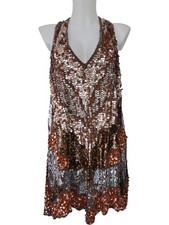 ASOS Design Sequin Halterneck Mini Dress Women's UK 12 Multicoloured V-Neck Part