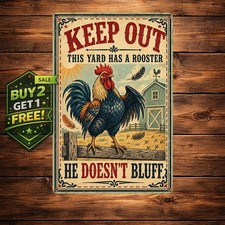 Trespassers Will Be Pecked Funny Chicken Metal Tin Sign 8x12