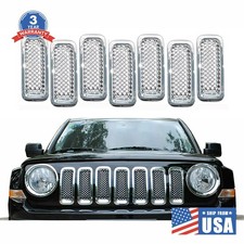 7pcs Front Grille Grill Mesh Insert Trim Cover For 2011-18 Jeep Patriot Chrome