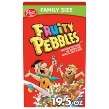 Post Fruity Pebbles Cereal Family Size 19.5 oz Kids Gluten Free Breakfast Cereal