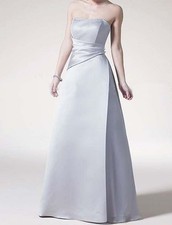 Silver Satin Formal Evening/Wedding/Prom Ball Gown Dress Size 8 High Quality