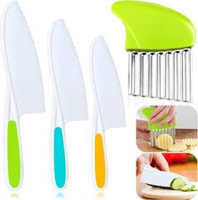 US Shipping,4-Piece Children's Kitchen Knife Set with Crinkle Cutters