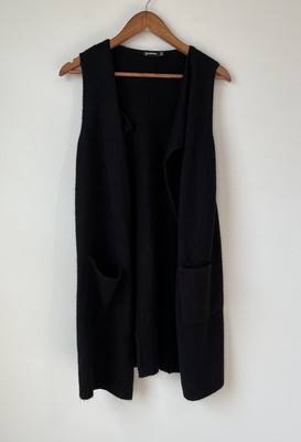 Stradivarius Women Black Open Front Cardigan Sz M Blank Stretch Casual