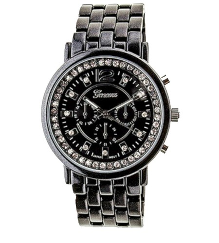 Geneva Round Brown‎ Dial Silver Tone Rhinestones Poly Jelly Band Watch NEW Y2K Ladies Geneva Quartz Watch RED Silicone Jelly Band  main image 2