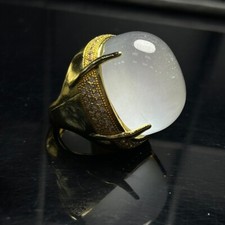 Natural Inlay Ice White Burmese Jade Jadeite pigeon egg Amulet Rings