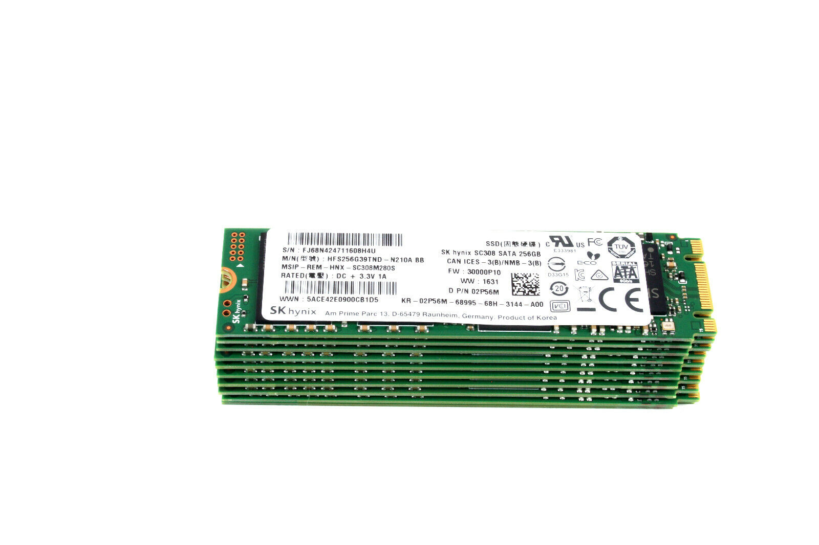 Lot of 10 SK Hynix SC308 SSD 256GB 02P56M M.2 SATA HFS256G39TND-N210A BB