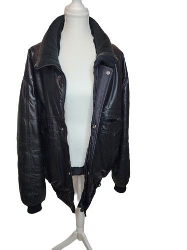 Vintage Yamaha Black Leather Men's Cafe Racer Motorcycle Jacket 42 Biker  Moto - Bild 3 von 11