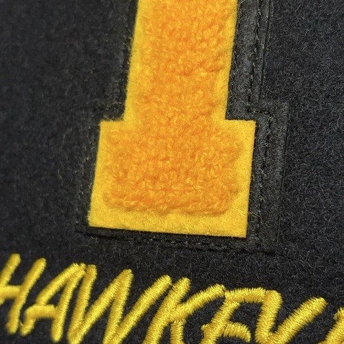 RARE VTG Game Iowa Hawkeyes Varsity Jacket - DEADSTOCK - Black Wool - MEDIUM - Picture 8 of 10