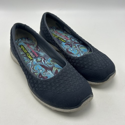 Skechers Flats Womens 6.5 M Microburst Slip On Shoes 23312 Black Comfort Casual