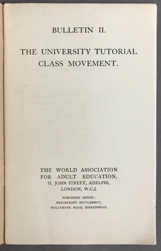 Bulletins I & II: The World Association for Adult Education 1919 - Imagen 7 de 10