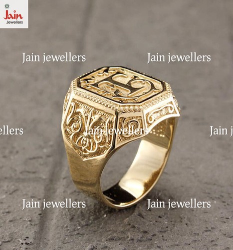 18 Kt, 22 Kt Gold Letter Personalized Initial Signet Men'S Ring 11 - 19 Gm - Picture 5 of 10