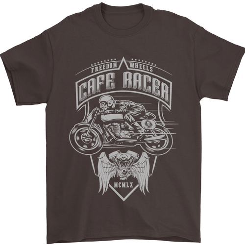 Freedom Wheels Café Racer Biker Moto T-Shirt Pour Hommes 100% Coton - Zdjęcie 87 z 102
