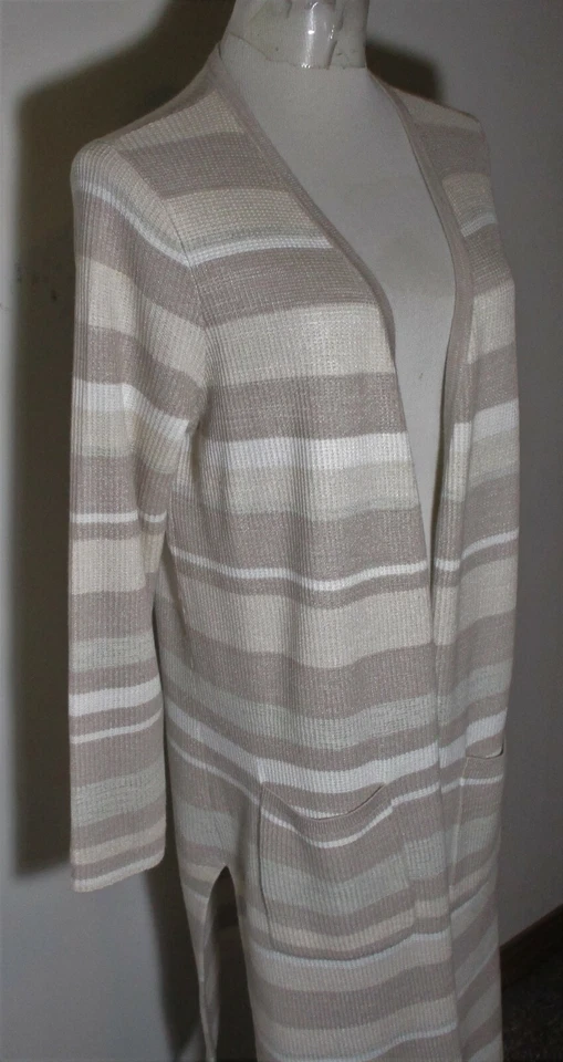 FOXCROFT Taupe Long Sleeve Cardigan Duster Sweater Size M - Image 3 of 4
