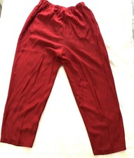 Vintage Loose Red Silk Pants W Pockets