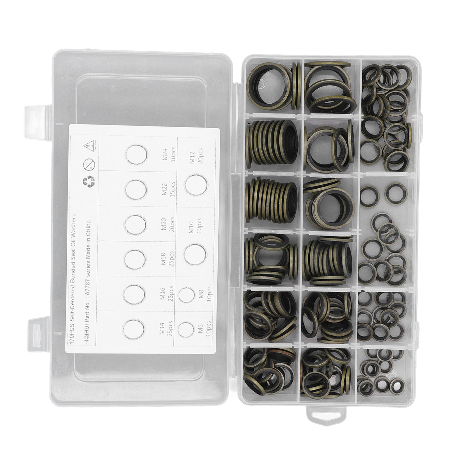 170PCS Set Drain Plug Gasket 10 Sizes Rubber And Metal Oil Drain Plug