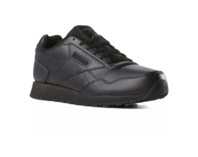 black leather running shoes