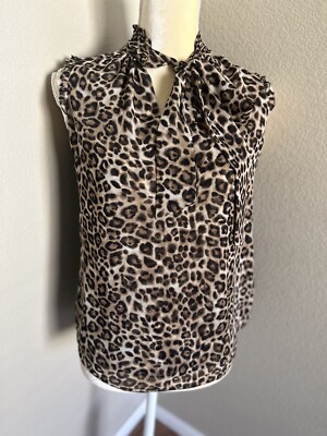 White House Black Market Cheetah Print Blouse Size 4