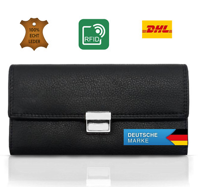 Kellner Geldbörse 100% Leder weich, RFID-Schutz. Profi Kellner Großes Münzfach