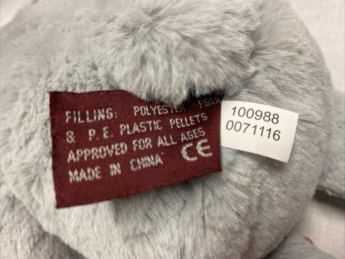 Bearington Collection Gray Soft Floppy Bunny Rabbit Pink Ribbon Bow Plush Olivia - Picture 8 of 8