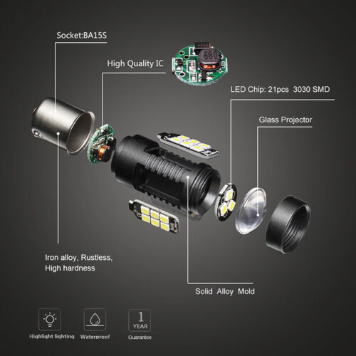 1156 BA15S P21W 21SMD LED Car Tail Backup Reverse Light Bulbs 1200Lm White M_z8 - Picture 3 of 10