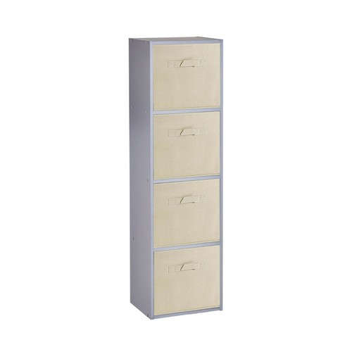Grey Wooden Cubed Cupboard Storage Units Shelves With Drawer Insert Baskets NEW - Picture 24 of 46