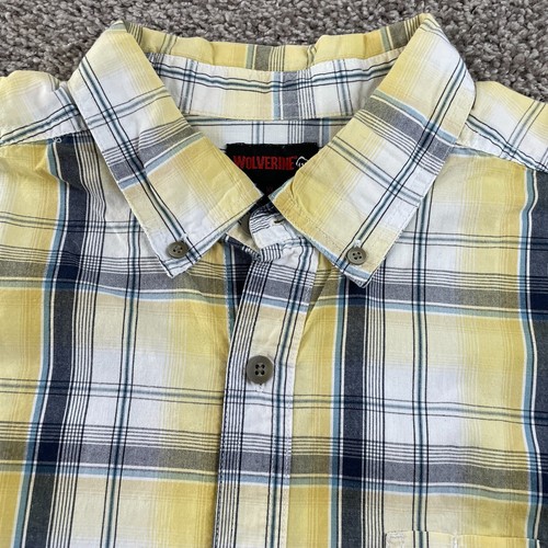 Wolverine Shirt Adult Extra Large Yellow Plaid Button Up Outdoors Casual Mens - Picture 3 of 7