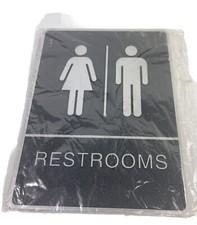 Duro Decal ADA RESTROOM Self Adhesive Sign with Braille 6" x 8  