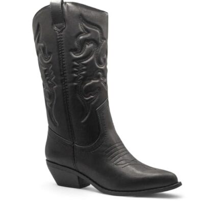 MVE Shoes Womens Stylish Comfortable Closed Toe Cowgirl Mid Calf Boots MVE Shoes Womens Stylish Comfortable Closed Toe Cowgirl Mid Calf Boots