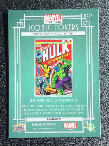 2023 UD Marvel Platinum 🔥 WOLVERINE HULK #181 ICONIC COVER RAINBOW FOIL 🔥 - Bild 2 von 2