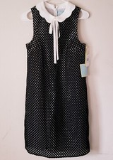 Cece Womens Black & White Mesh Shift Dress Size 4 NWT 