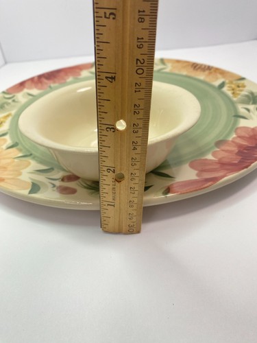 Meadows by Patton Floral Pottery Tray & Bowl Set 13" Serving Dish Discontinued - Picture 18 of 23