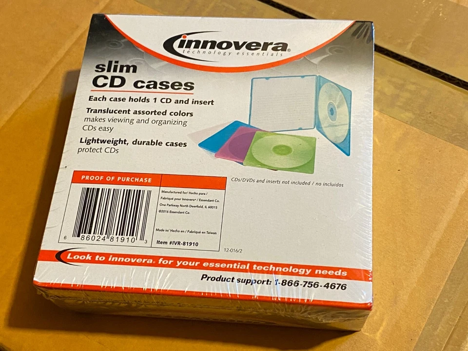 Lote de 10 NUEVO Innovera Slim CD DVD Disco Plástico Joya Estuche Transparente, Color Surtido Foto 2 de 4