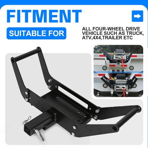 Foldable Winch Mounting Plate Cradle Mount For 2'' Hitch Receiver 4WD SUV Truck - Picture 3 of 17