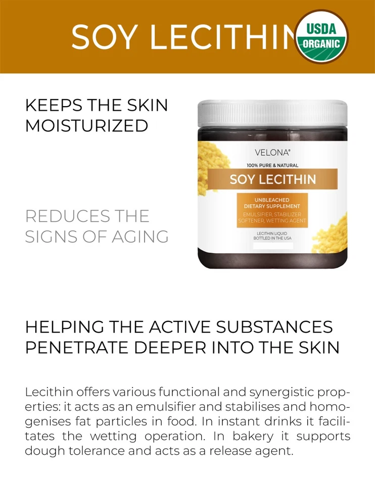 Lecitina de soja de Velona 2 fl oz - 1 galón sin refinar, prensado en frío, cuidado corporal del cabello Foto 2 de 4