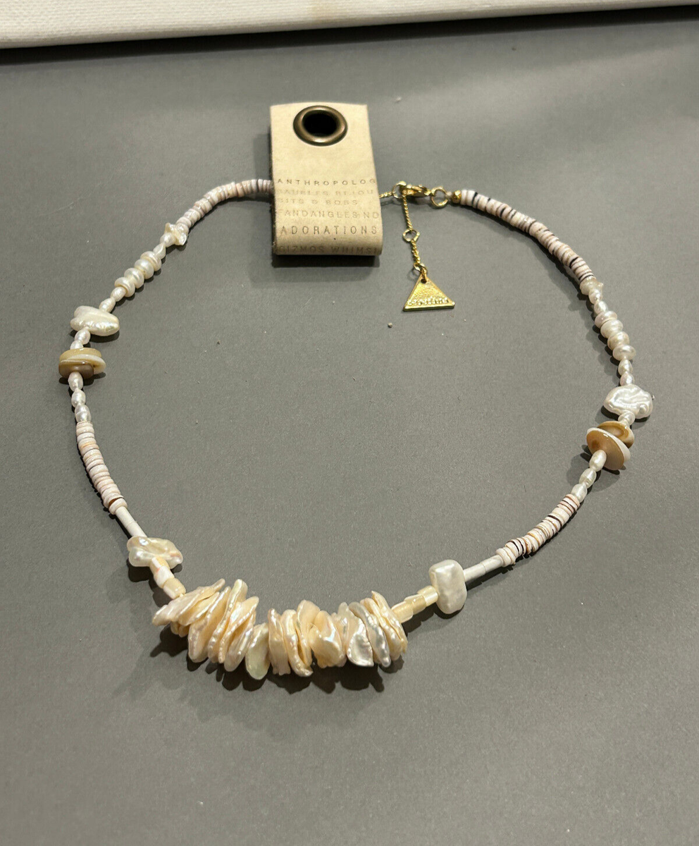 NECKLACE FRESHWATER PEARLS DISKS PUCCA BEADS SEREFINA