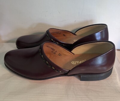 Evans Braid Hand Turned Sz 8 Leather Slippers Burgandy Vintage 1960 Evans Slippers for Men for sale | eBay main image 3